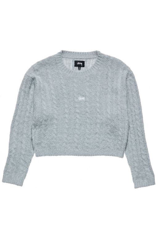 Stussy Womens Pearl Cable Knit Sweaters Grey - KIZVC5364